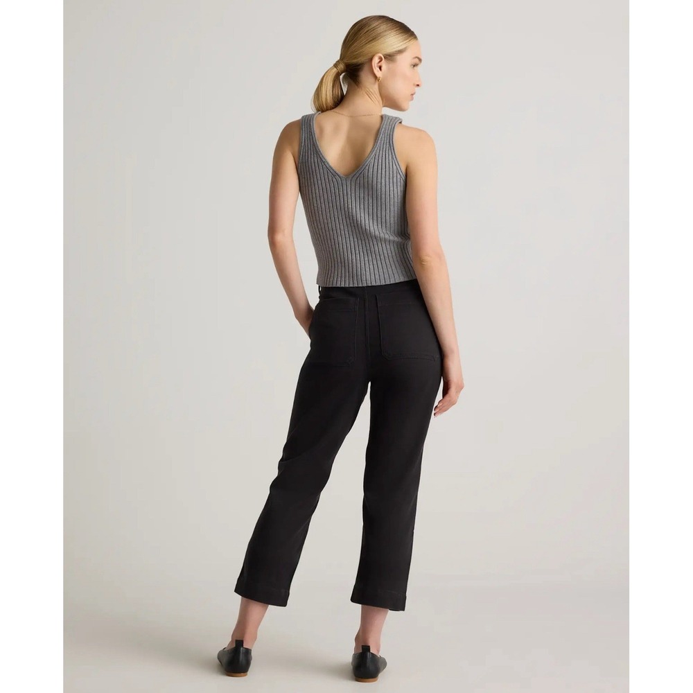 NWT Quince Black Organic Stretch Cotton Twill Straight Leg Cropped Pants Sz 2/28 - Picture 6 of 6